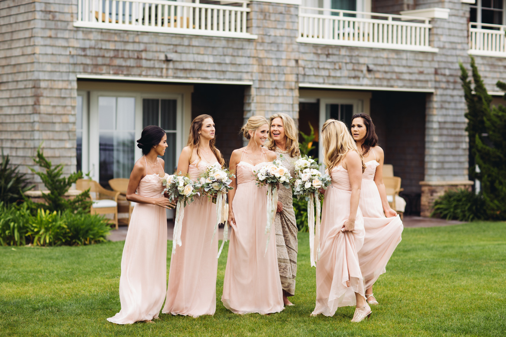 Bridesmaids gather at Montage Resort, Laguna Beach, prior to wedding.