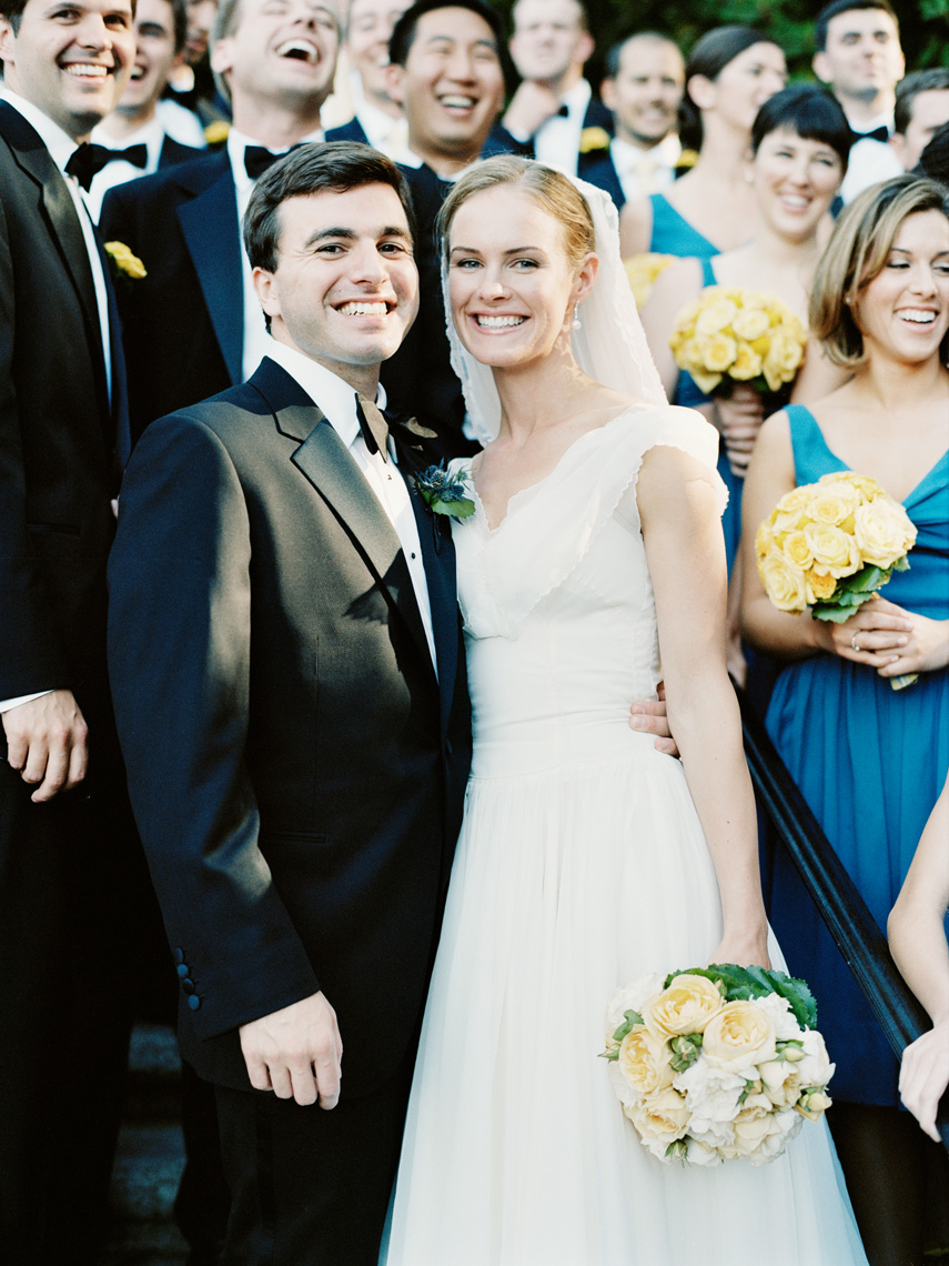 Bride and Groom pose with wedding party in San Francisco, California