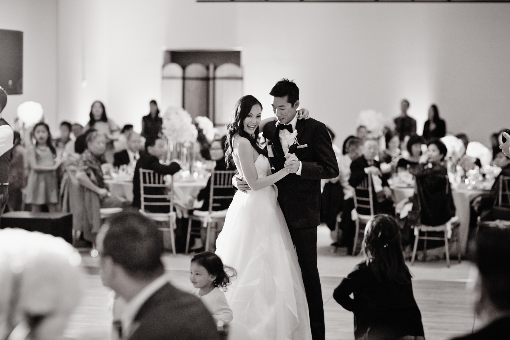 Bride and groom dance during reception at Terranea Resort in Los Angeles