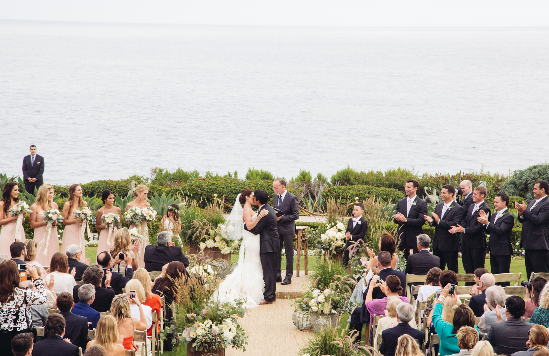 The wedding ceremony on the Pacific Lawn at Montage Resort, Laguna Beach.